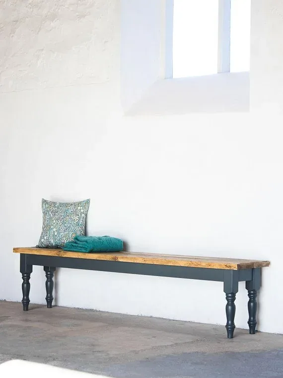 Handmade solid wood console table in a hallway