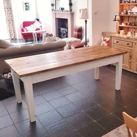 Handmade solid wood console table in a hallway