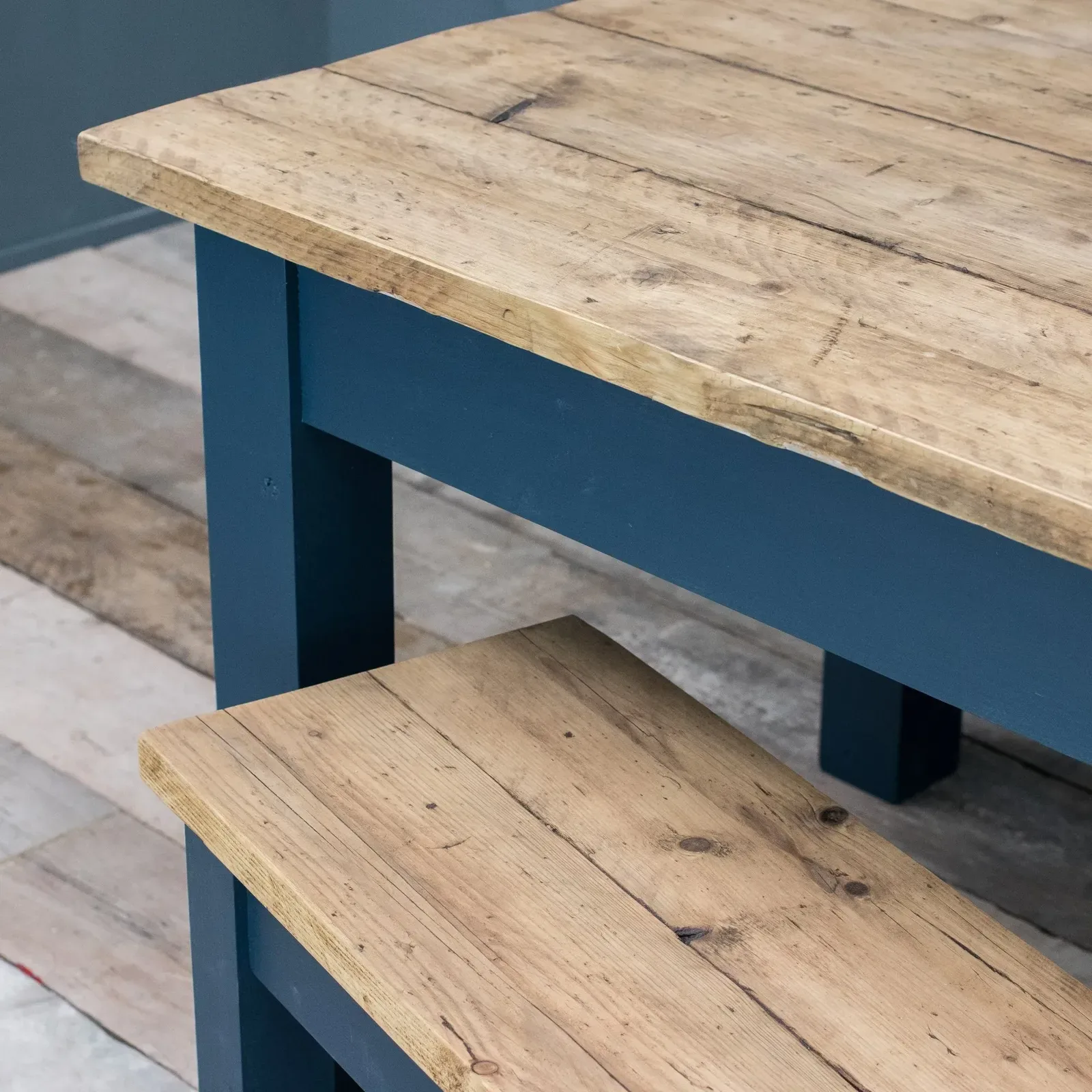 Dairy dining table with benches
